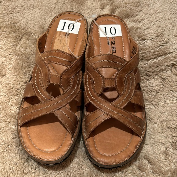 NWT JOSEF SEIBEL SANDALS SHOES SLIP ON 41 10 tan - Picture 2 of 11
